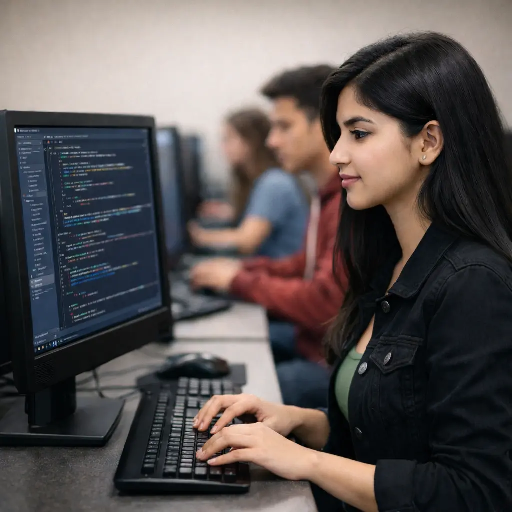 Students learning coding during 6 weeks training program